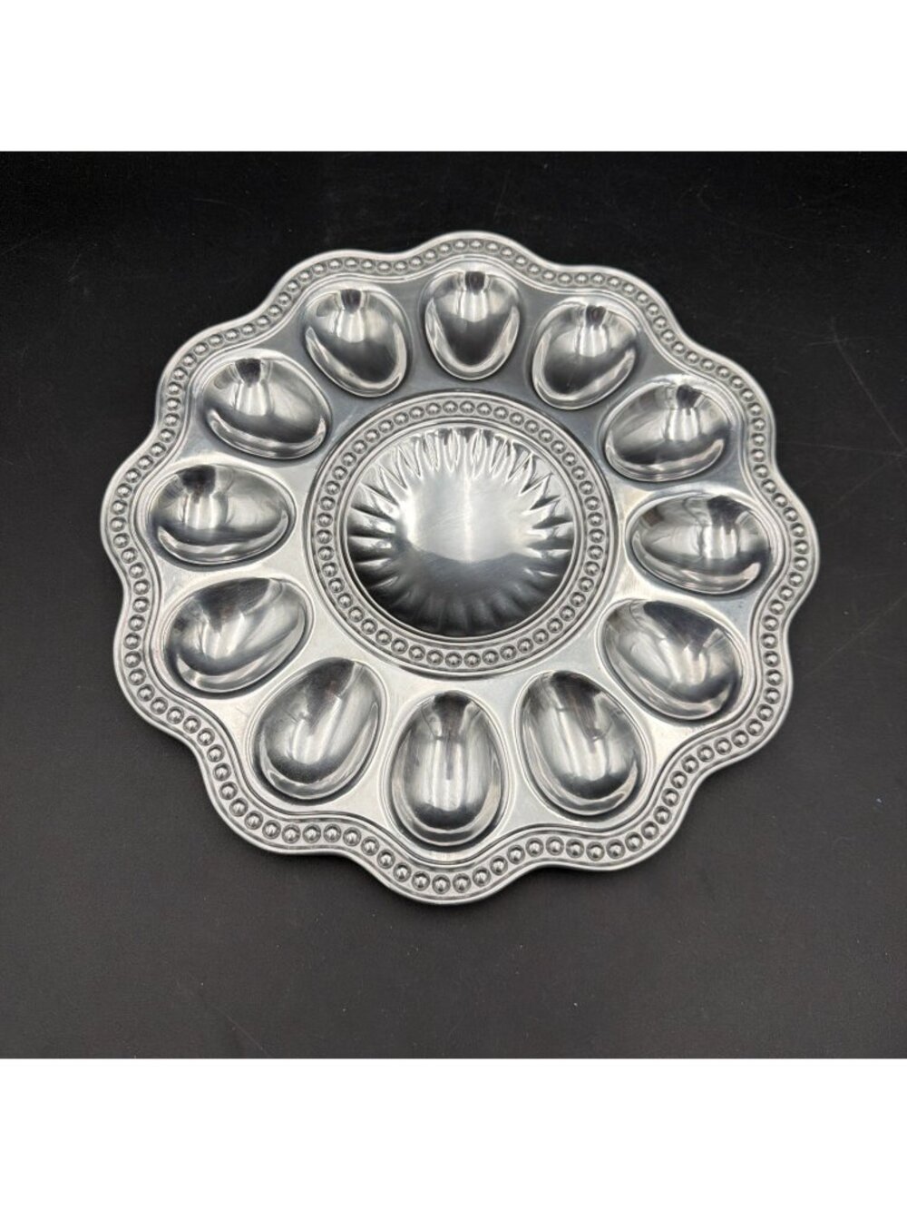 Wilton Armetale Flutes And Pearls Deviled Egg Serving Tray